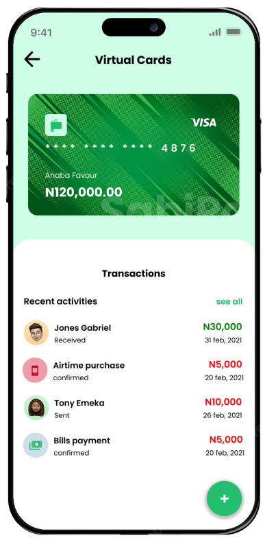 Virtual cards interface